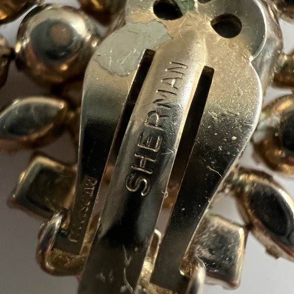 Vintage Sherman Clip On Earrings Emerald Cut Rare - Picture 6 of 14